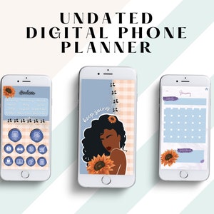 Black Girl Digital Phone Planner, Black Women Cute iPhone Planner, iPhone and Android Smart Digital Pocket Planner, Goodnotes, Notability