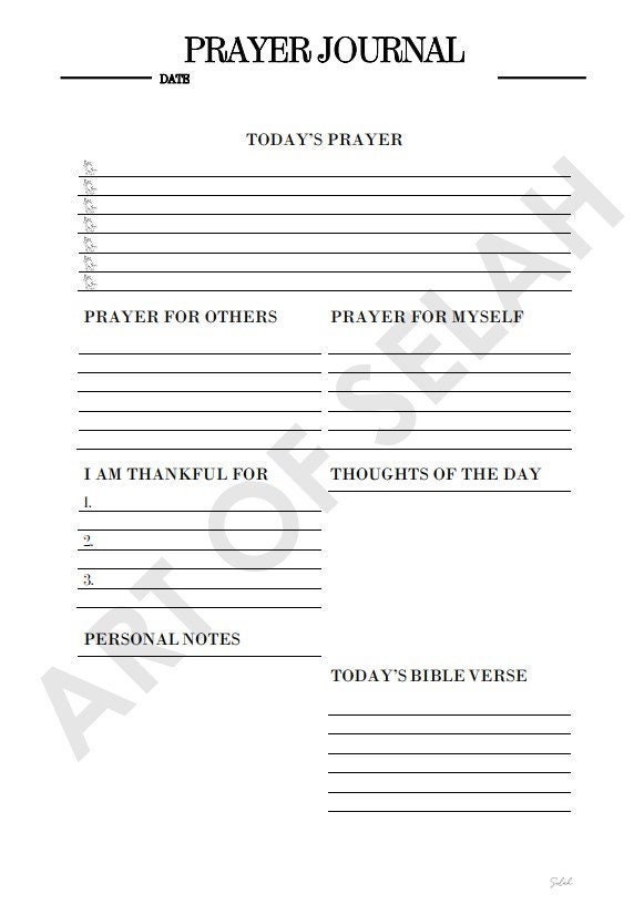 Daily Prayer Journal, Prayer Planner, Classic Prayer Journal, Printable ...