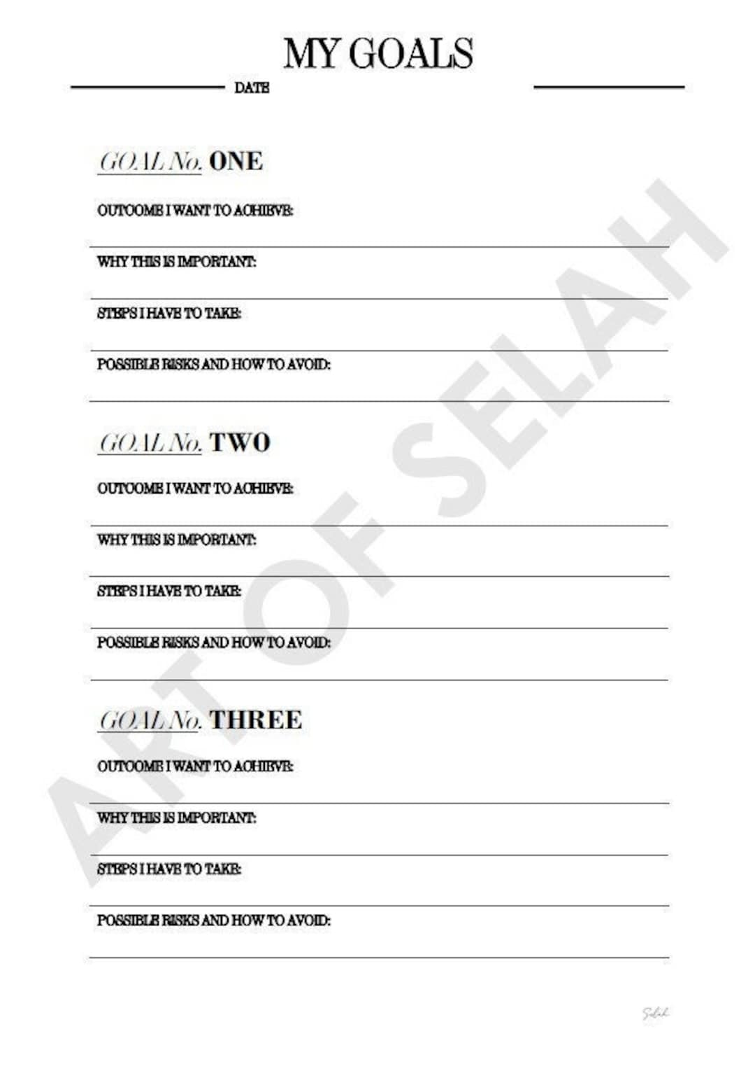 Goal Setter, Goal Planner, Printable Goal Planner, Editable Goal