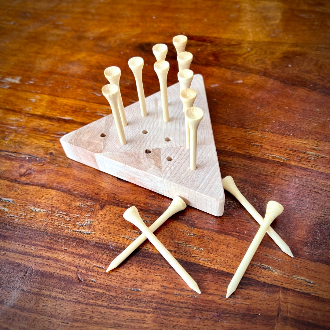 Tricky Triangle Peg Board Game Made With Endgrain Hardwood Etsy