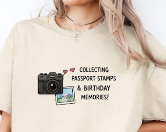 T-shirt d'anniversaire sur le thème de la Corée, Souvenirs de passeport, Cadeau pour les amoureux du voyage en Corée, T-shirt d'aventure pour un anniversaire, Cadeau pour les passionnés de photographie de voyage