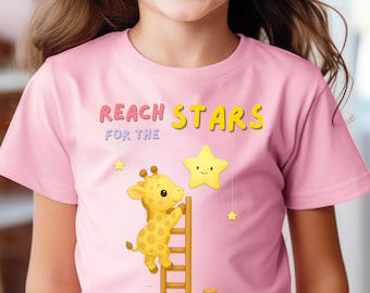 Jolie girafe Reach for The Stars Shirt, cadeau drôle pour les amoureux des animaux
