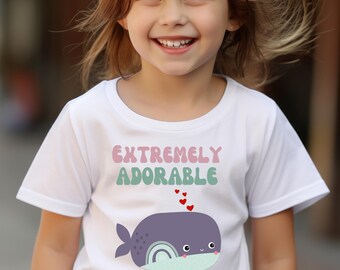 Camiseta infantil de ballena extremadamente adorable - Camiseta de animalito linda para tallas 2T-6T, camiseta divertida con estampado de cachorro para niñas y niños, adorable regalo de cumpleaños de animales