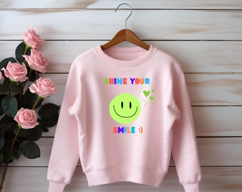 Brilla tu sonrisa, camiseta de sonrisa, camiseta positiva, camiseta de felicidad, camiseta de sonrisa para niñas, camiseta de sonrisa linda, camiseta de felicidad, camiseta de moda para niñas, camiseta para niños