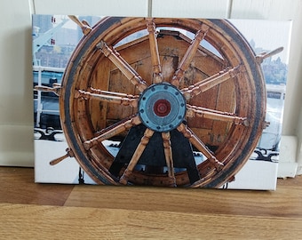 Nautical Ship Wheel on Canvas