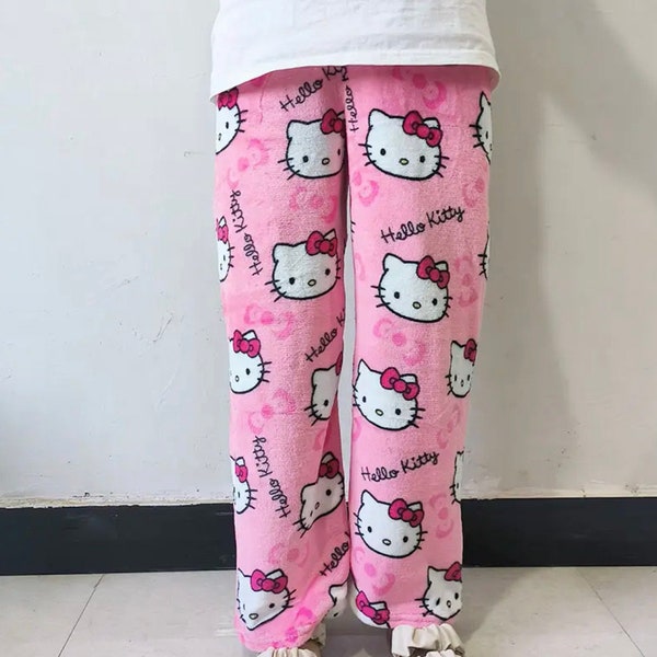 Hello kitty fluffy reworked pyjama bottoms | y2k pink aesthetic |