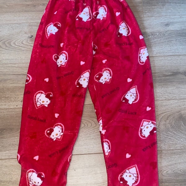 Hello kitty fluffy reworked pyjama bottoms | y2k pink aesthetic |