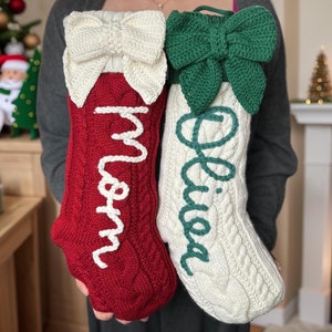Personalized Christmas Stockings｜Custom Name Knitted Stockings, Large 18” Embroidered Name Stocking, Gifts for Xmas, Christmas Decorations