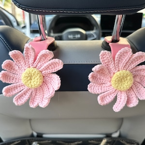 Set of 2 Car Flower Hooks, Car Storage Bags, Car Interior Hook, Crochet Cherry Car Car Hooks, Car Headrest Hooks, Women&#39;s Car Accessories