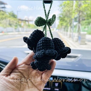 Lily of the Valley mirror hanging accessories, Crochet Lily of the Valley, Knitted flower, Handmade flower, Gift For Her, Crochet Gift Idea