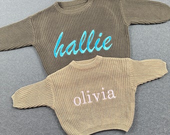 Personalized Embroidered Baby and Toddler Sweater,Personalized Knitted Sweater,Baby Name Announcement, Newborn Gift,Toddler Gift,Baby Gift