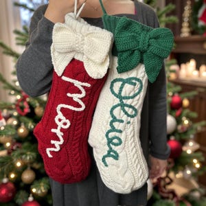Personalized Christmas Stockings｜Custom Name Knitted Stockings, Large 18” Embroidered Name Stocking, Gifts for Xmas, Christmas Decorations