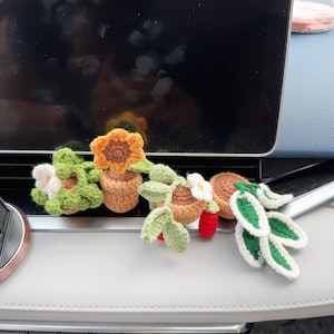 Cute Vent Clip, Crochet Flower Plant Vent Clip, Car Decor,Crochet Air Vent Charm,Plant Lover Gift,Mother&#39;s day gift