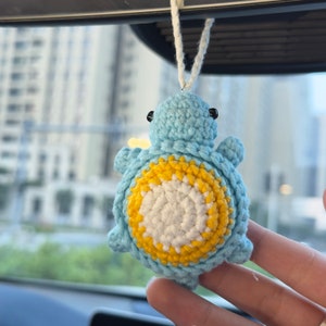 Cute turtle car pendant crochet, Crochet car pendant,Car Animal Hanger Handmade rear view mirror charm, Car accessories, Gift for her
