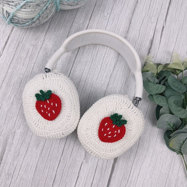 Strawberry Crochet Airpods Max Headphone Covers | Crochet AirPods Max Case | AirPod Max Cover |Strawberry Design| Handmade| Gift