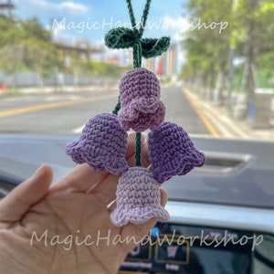 Lily of the Valley mirror hanging accessories, Crochet Lily of the Valley, Knitted flower, Handmade flower, Gift For Her, Crochet Gift Idea