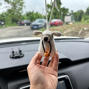 crochet Dog Ghost  Car Hanging,Cute Car Accessories for Halloween,Crochet Rearview Mirror Decoration, Gift for her,Halloween Decor