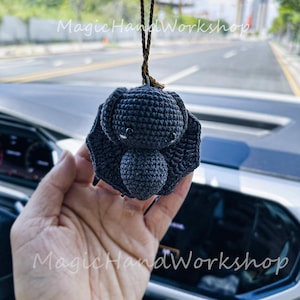 Goth Car Accessory Bat Plush Rear View Mirror Accessory for Women, Halloween Car Mirror Hanging Bat Car Decor, Crochet Car Charm, Men Teens