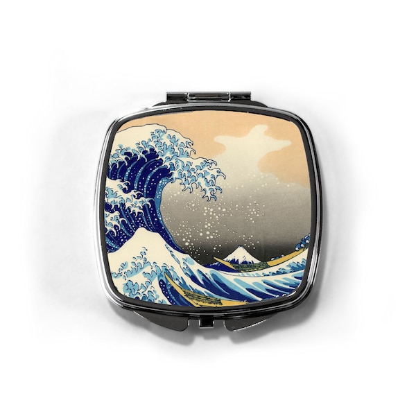 Miroir compact Great Wave - Célèbre miroir d'art - La grande vague au large de Kanagawa - Miroir d'art japonais - Cadeau pour les amateurs d'art