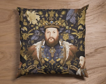 Henry the Eighth Cushion Cover - Tudor King Cushion Case - Tudor History Cushion Cover - Fun Henry the Eighth Gift - Fun Tudor Cushion Case