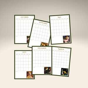Pre-Raphaelites Monthly Planner - PRINTABLE PDF - Pre-Raph Art Calendar Sheets