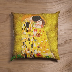 The Kiss Cushion Cover - The Kiss by Gustav Klimt Art Cushion Cover - Famous Art Cushion Case