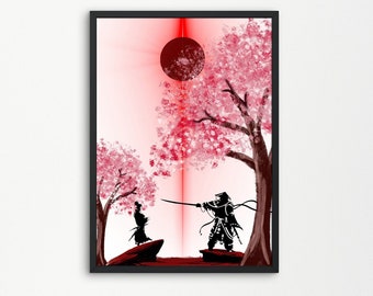 The Last Eclipse - Japanese Warrior Digital Printable Poster