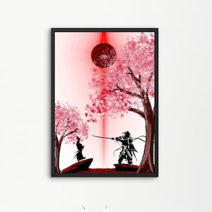 The Last Eclipse - Japanese Warrior Digital Printable Poster