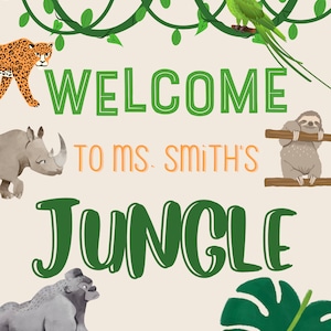 Welcome to the Jungle Classroom Poster Template PNG, Printable