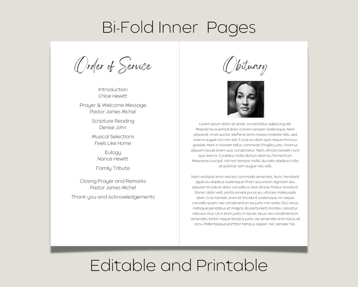 Editable Funeral Program Obituary Card Funeral Prayer Card Printable ...