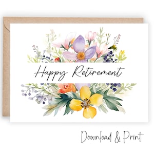 Carte de retraite imprimable pour elle, bonne retraite au patron enseignant d'un collègue, cadeau de célébration de la retraite, tailles 5 x 7 A2, TÉLÉCHARGEMENT NUMÉRIQUE