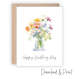 Wedding congratulations card, Printable happy wedding day card, Congrats to the newlyweds card, Friend wedding card, DIGITAL DOWNLOAD
