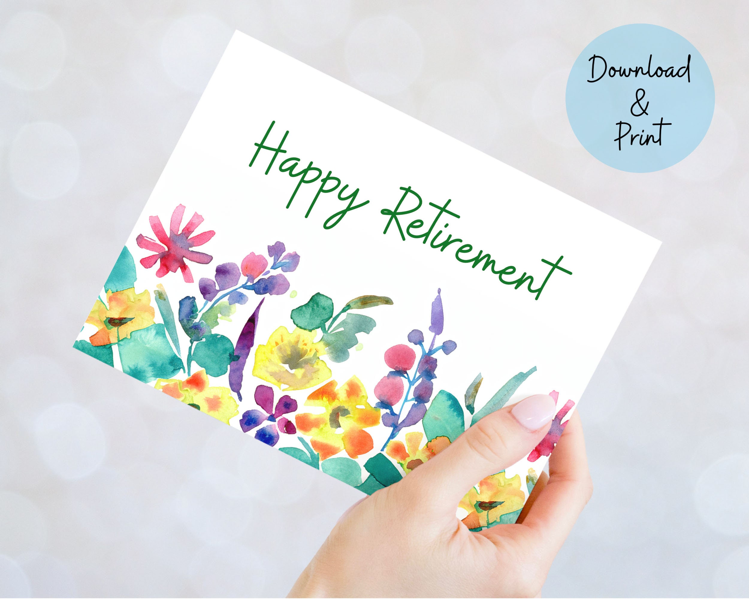 Printable Happy Retirement Card in Sizes 7x5 &amp; A2, Retirement Congrats ...