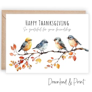 Happy Thanksgiving Grußkarten zum Ausdrucken, Feiern Sie Herbst und Herbst Saison mit Dankbarkeit Aquarell, Größen 5x7 & A2, DIGITAL DOWNLOAD