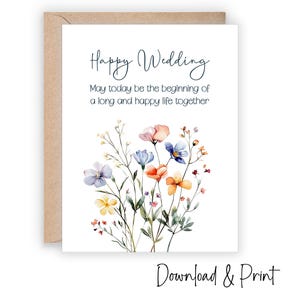 Printable happy wedding day card, Congrats to the newlyweds card, Wedding congratulations card, Friend wedding card, DIGITAL DOWNLOAD