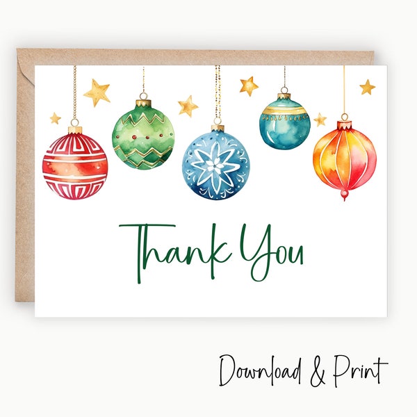 Christmas Thank You Note, Card to say thanks for a gift or kindness this holiday season | Printable in sizes 7x5 & A2, DIGITAL DOWNLOAD