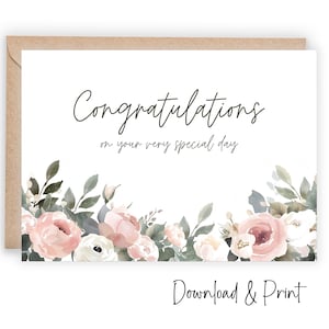 Carte de félicitations de mariage, carte imprimable de joyeux mariage, carte de félicitations aux jeunes mariés, carte de mariage d'un ami, TÉLÉCHARGEMENT NUMÉRIQUE