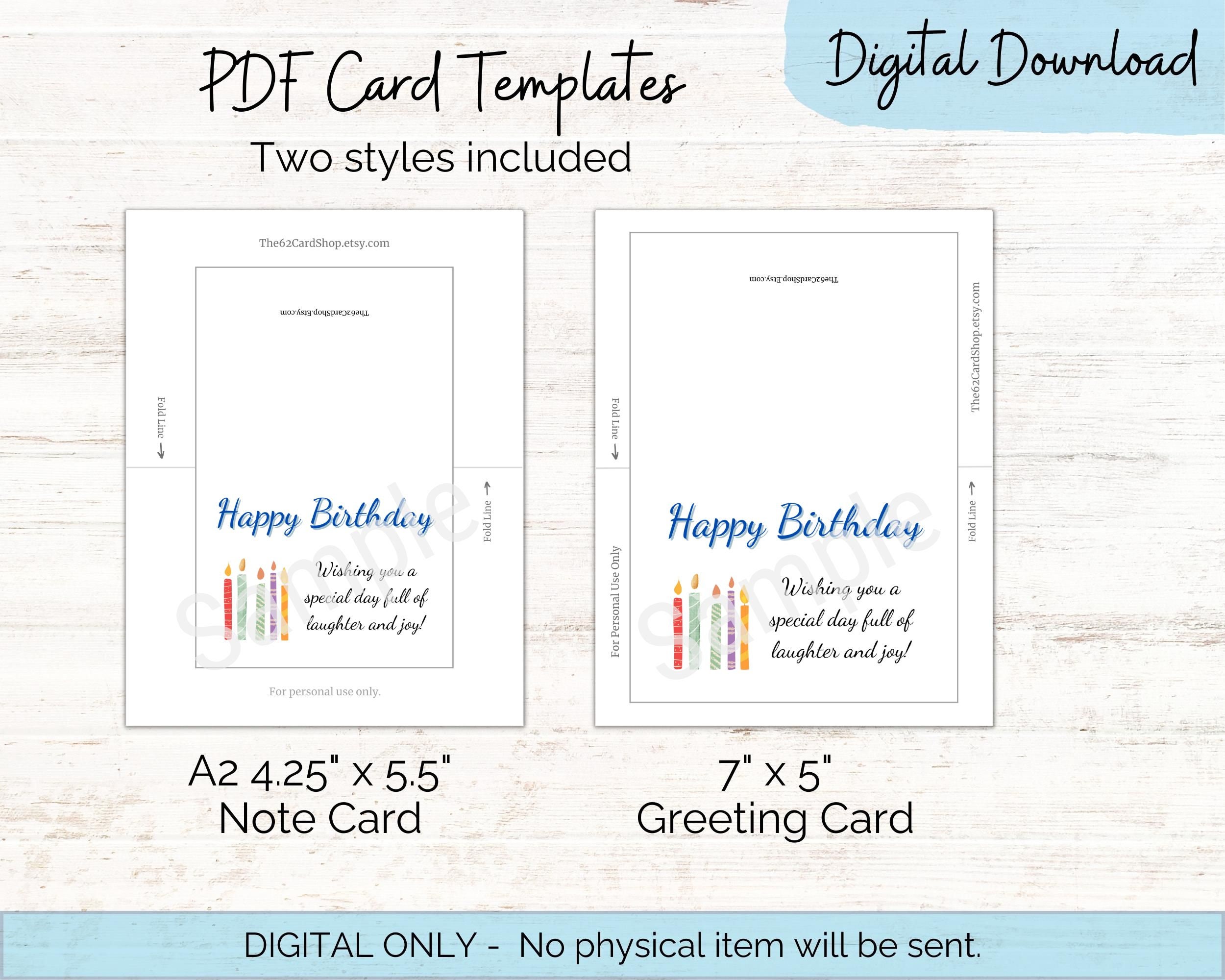Simple Happy Birthday Wishes With Not Too Many Candles Happy Birthday  Printable Card Two Sizes: 7 X 5 & A2 Note Card DIGITAL DOWNLOAD 