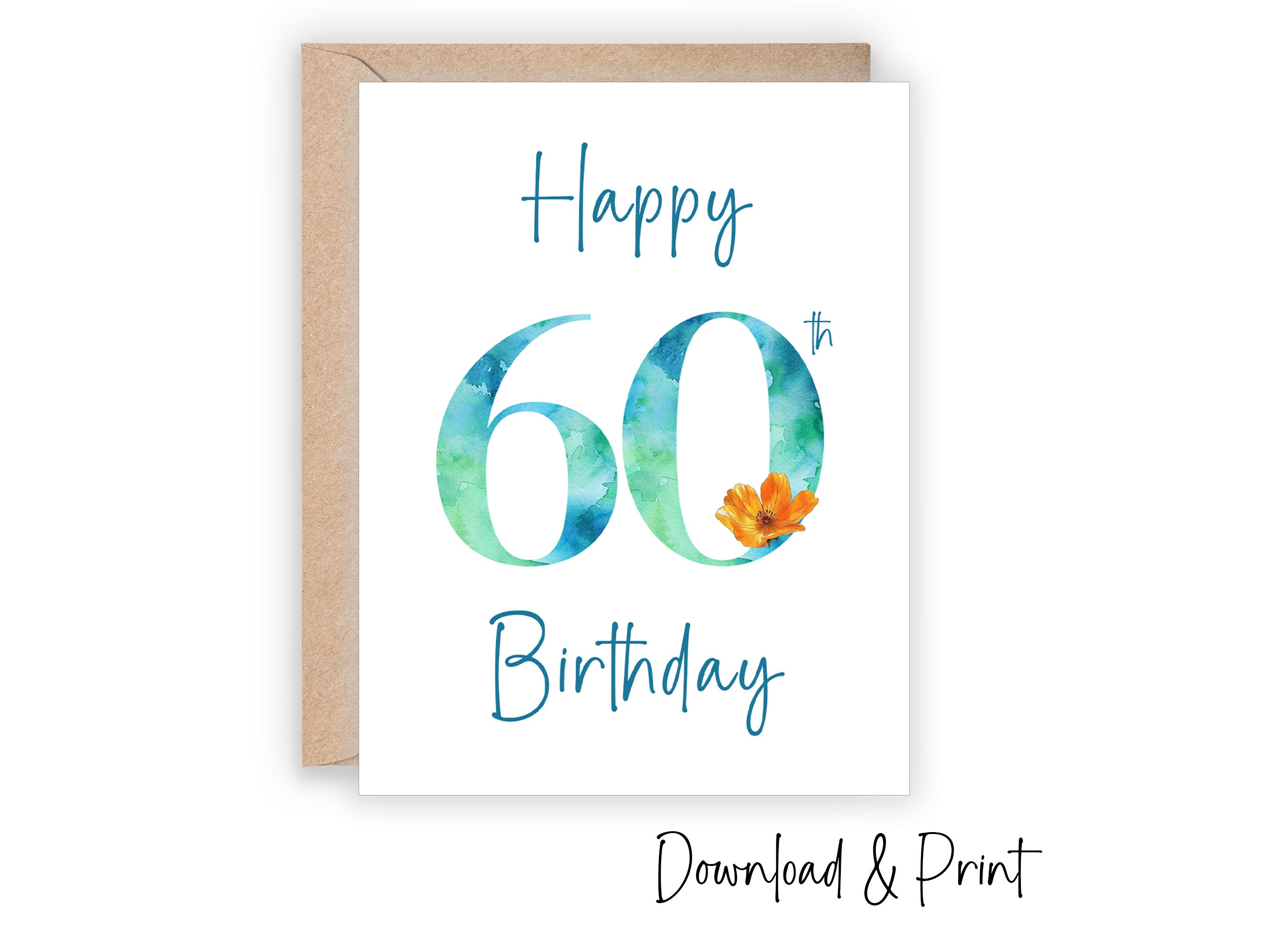 Printable Happy 60th Birthday Card, Celebrate a 60th Birthday Milestone ...
