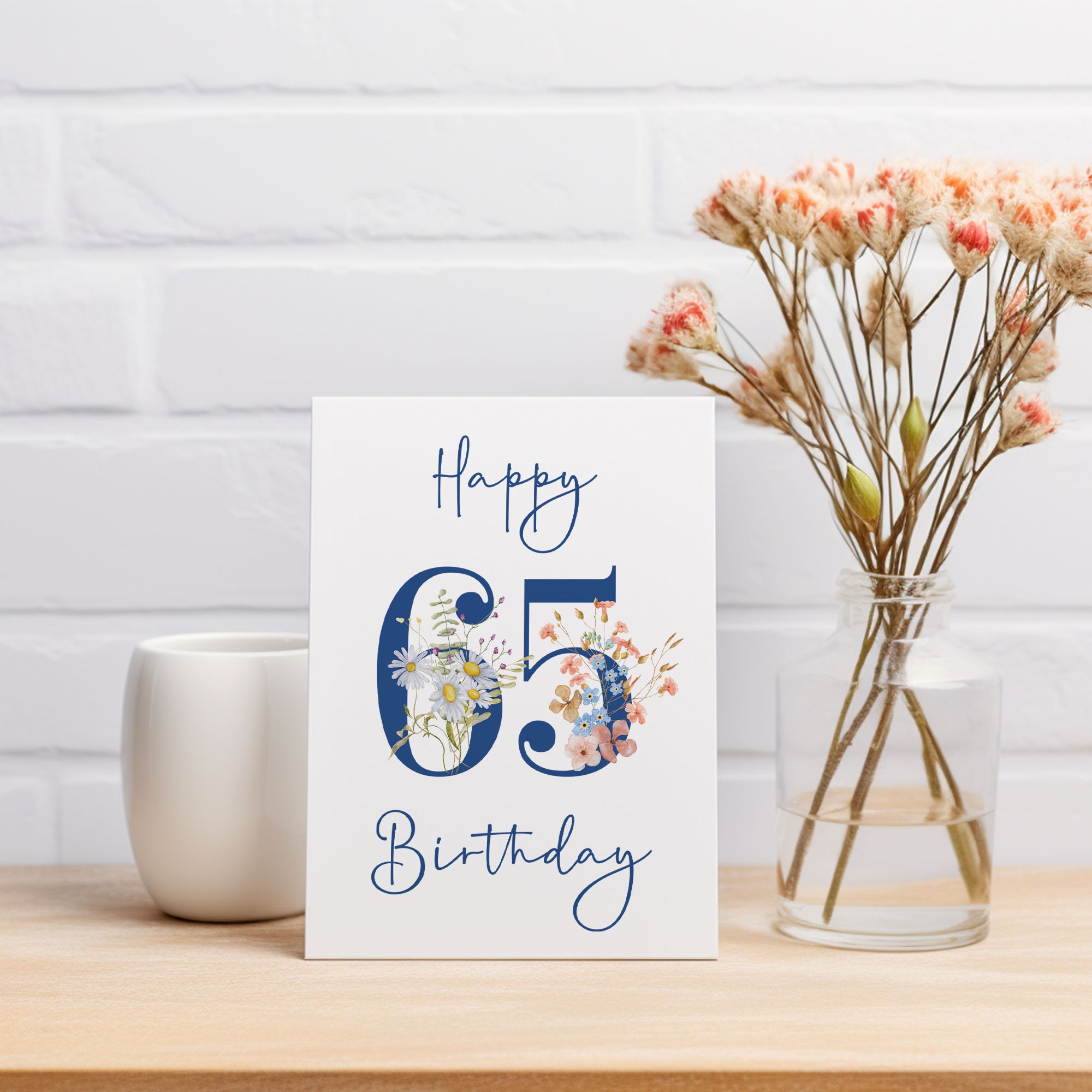 Printable 65th Birthday Card in Sizes 7x5 &amp; A2, Celebrate a Happy 65th ...