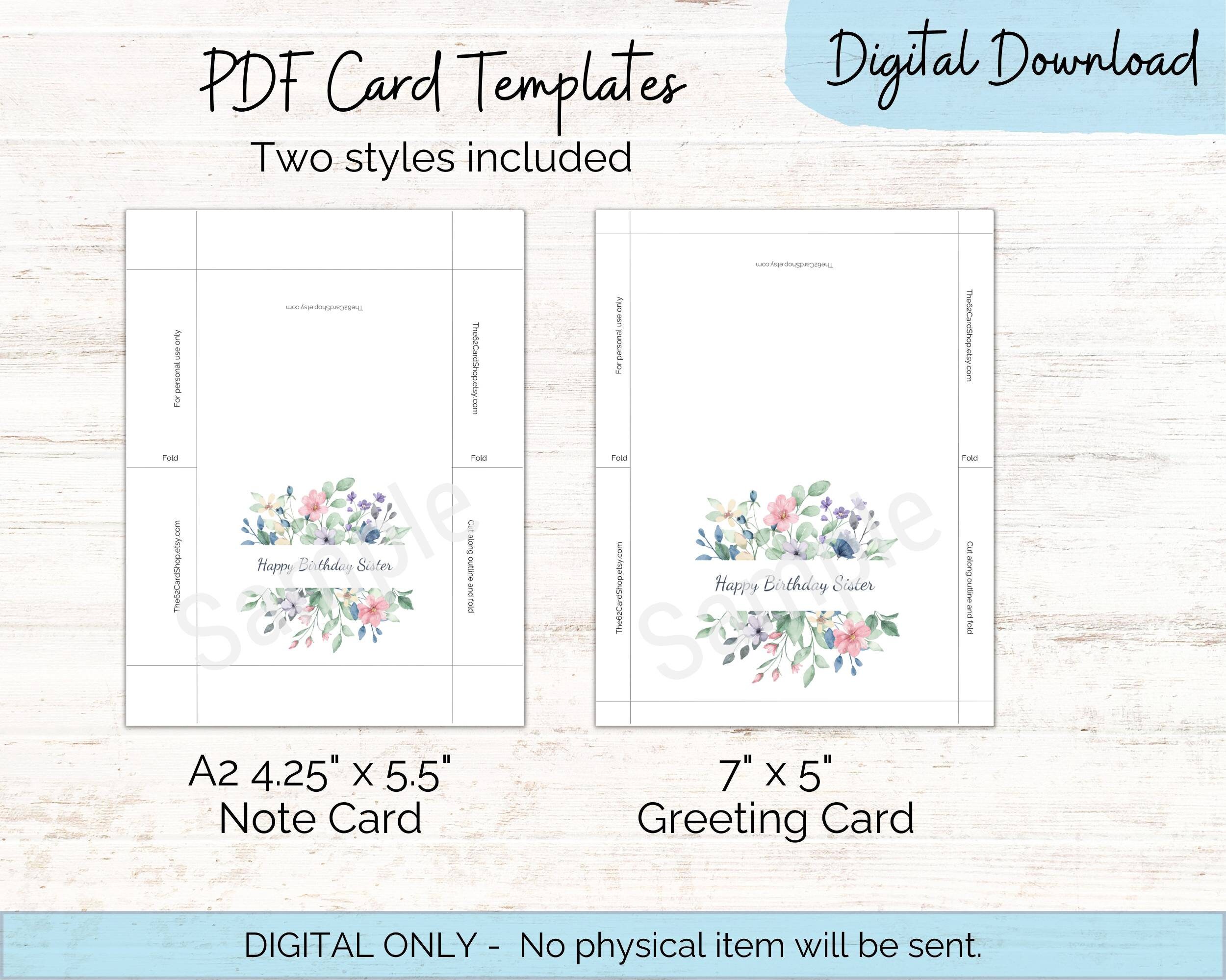 Happy Birthday Card for Sister, Printable in Sizes 7x5 &amp; A2, Simple ...