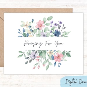 Carte de prière imprimable pour vous aux formats 7 x 5 et A2, carte de sympathie avec des fleurs sauvages calmes, condoléances pour la perte d'un être cher, TÉLÉCHARGEMENT NUMÉRIQUE