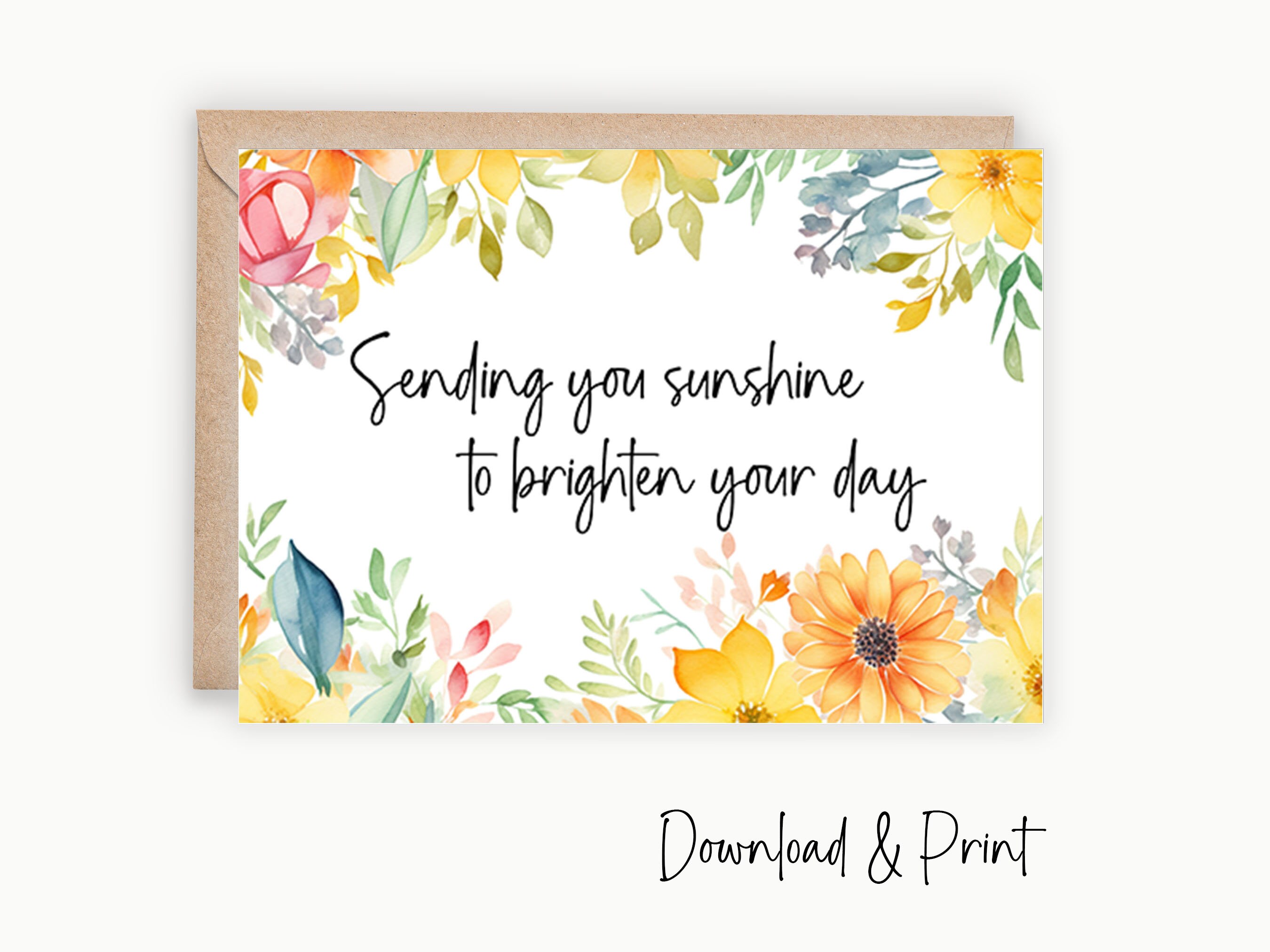 Feel Better Soon Card, Printable Get Well Card Sending Sunshine &amp; Warm ...