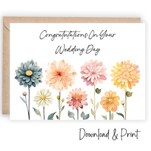 Tarjeta de felicitación de boda, tarjeta de boda de amigo, tarjeta imprimible del día de la boda feliz, tarjeta de felicidades a los recién casados, DESCARGA DIGITAL