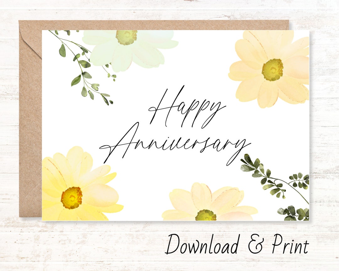 Printable Happy Anniversary Card in Sizes 5x7 and A2, Celebrate a ...