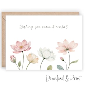 Afdrukbaar, ik denk op dit moment aan jou condoleancekaart die vrede en comfort wenst, sorry voor je verlies condoleancekaart, DIGITALE DOWNLOAD