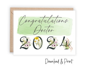 Medical school graduation card, Printable class of 2024 congratulations card for a newly graduated doctor, 7x5 and A2, DIGITAL DOWNLOAD