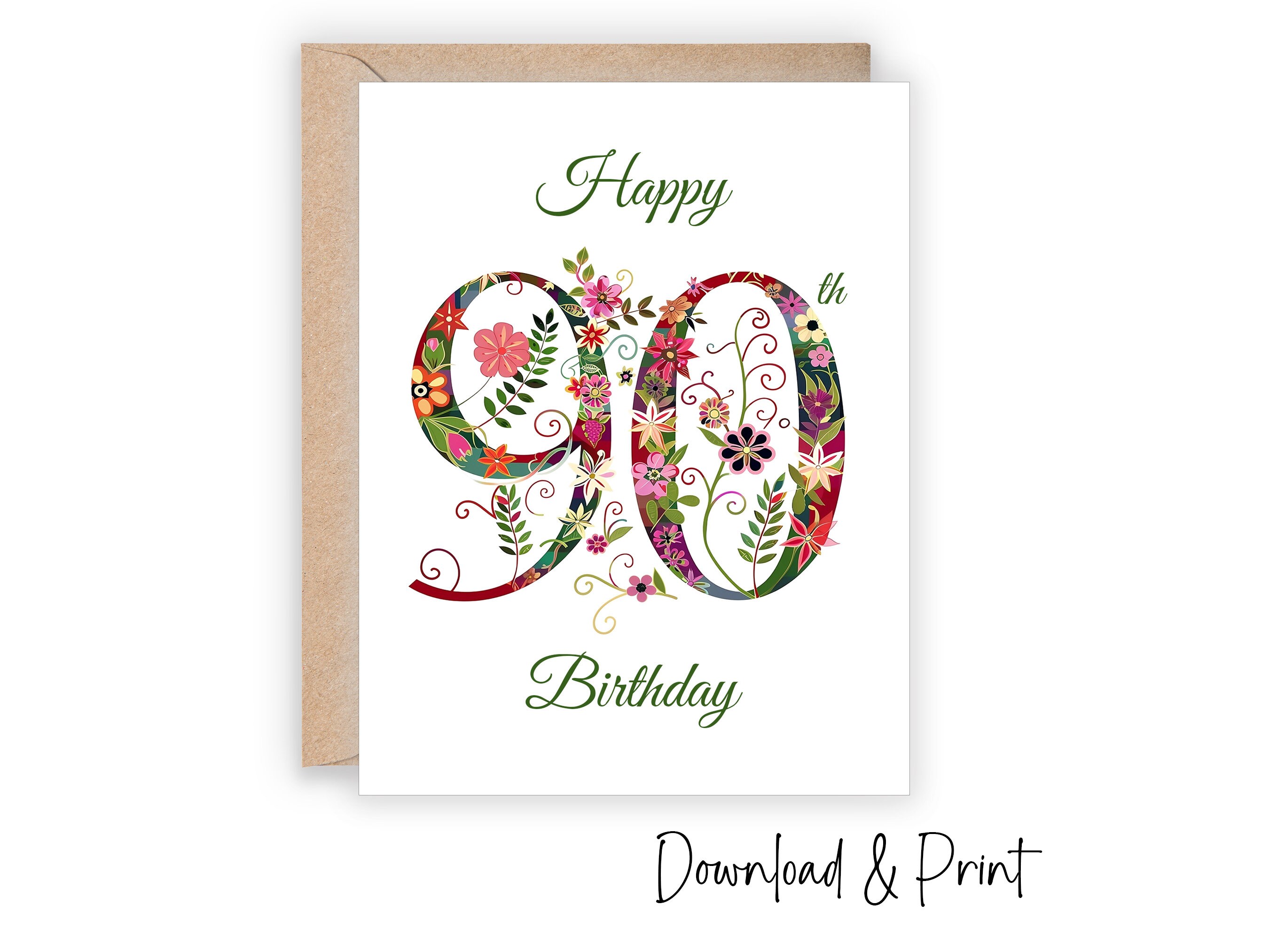 Printable Happy 90th Birthday Card, Wish a Special Happy 90th Birthday ...