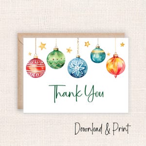 Christmas Thank You Note, Printable Holiday Season Thanks Card (Digital Download, 5x7 & A2 Sizes)
