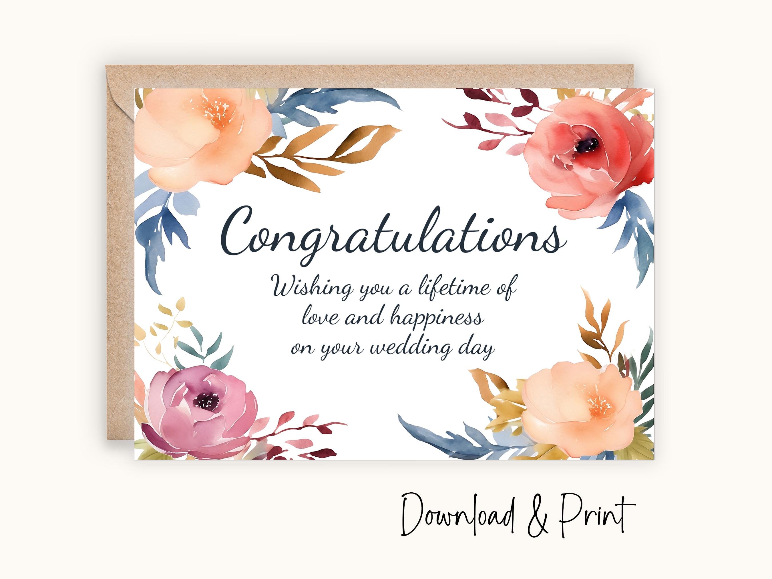 Wedding Congratulations Card, Printable Happy Wedding Day Card